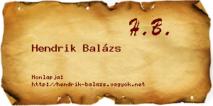 Hendrik Balázs névjegykártya